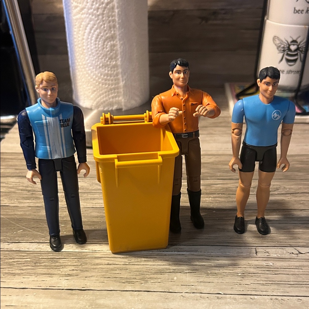 Action Figure Set with Yellow Bin